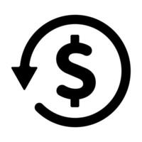 Money back refund investment icon, repeat arrow flat design for graphic design, logo, web site, social media, mobile app, ui illustration. vector