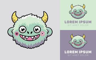 Friendly Colorful Monster with Big Tooth and Tiny Tail Icon vector