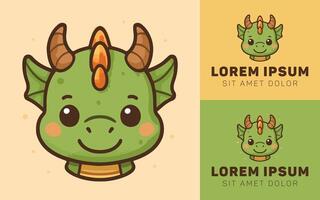 Tiny Cute Monster with Colorful Horns and Round Cheeks Icon vector