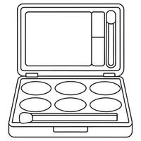 Open eyeshadow palette makeup case with applicator brush vector