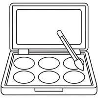 Open makeup palette with brush ready for application vector
