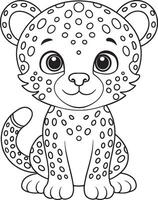 Leopard Cub Amur Coloring Page Cute Animal Art For Children vector