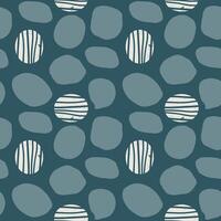 Seamless modern abstract geometric pattern with irregular circles organic texture textured elements dark blue aesthetic background contemporary wallpaper textile wrapping home decor print square vector