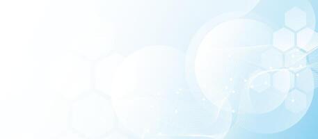 Soft blue abstract background with hexagons and connected wave lines vector