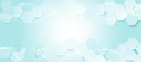 Abstract hexagonal technology background with glowing light and blue gradient vector