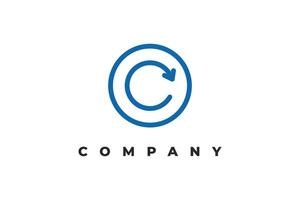 letter c arrow line inside circle minimal logo vector