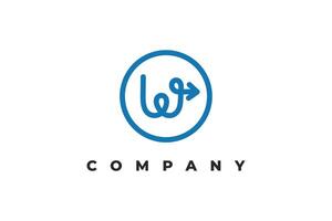 letter w arrow line inside circle minimal logo vector