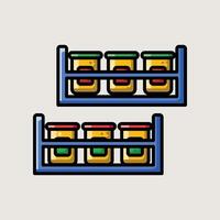 Shelf with Assorted Kitchen Spices and Seasoning Jars in Modern Flat Icon Design vector