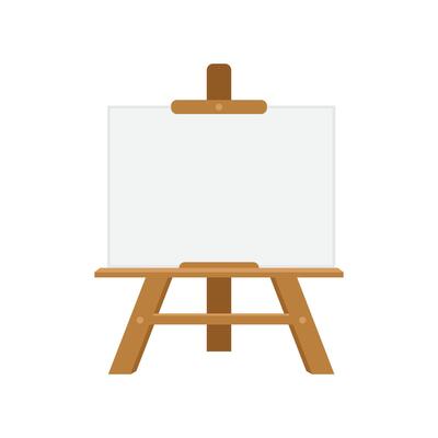 An easel with a blank canvas on it
