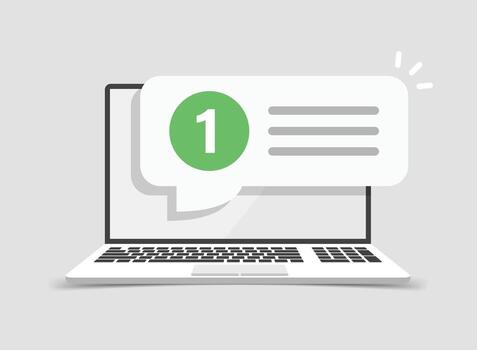 Chatbot concept with chat bubble and speech bubble icon on laptop computer illustration vector