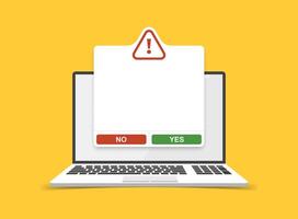 Laptop with no test sign on yellow background vector