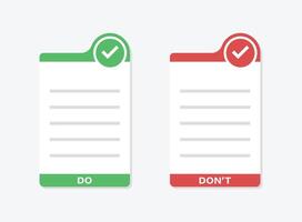 Do and don't checklists on white background vector