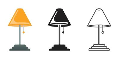 Three lamps on a table, one is orange and one is black vector