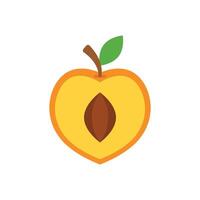 A peach icon with a green leaf vector