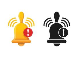 A bell and a red and yellow warning sign vector