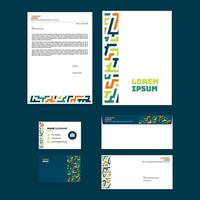 Stationery Set Design with Abstract Diagonal Line Bold Composition vector