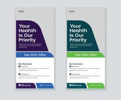 Medical DL Flyer, Roll Up Banner, and Rack Card Design Template vector