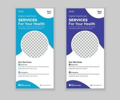 Professional Healthcare DL Rack Card and Banner Template Fully Editable vector