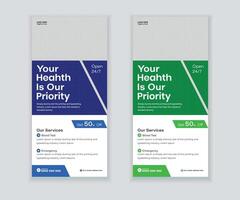 Modern Medical DL Flyer, Roll Up Banner, and Rack Card Design vector