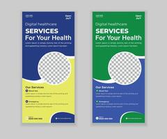 Health Clinic DL Rack Card and Banner Design Print-Ready File vector