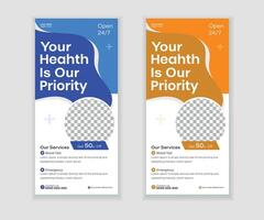 Modern Medical DL Flyer, Roll Up Banner, and Rack Card Design Template vector
