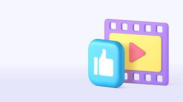 multimedia content blog social media network like 3d icon realistic vector