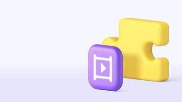 Jigsaw puzzle content tutorial analyzing brainstorming 3d icon realistic vector