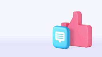 Social media network communication like comment follow subscribe 3d icon vector