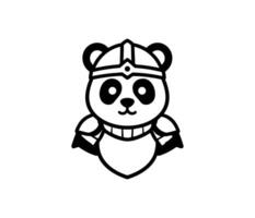Black and white Knight Panda logo concept vector
