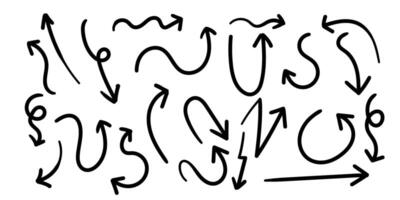 Hand drawn arrow line elements collection. Black arrow icon set isolated on white background vector