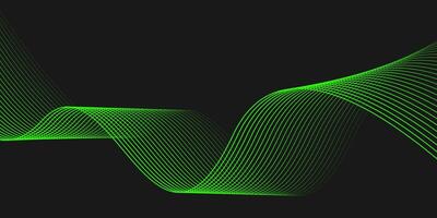 Abstract black elegant background with green shining line wave. modern background for banner, poster, cover, brochure, flyer, website vector