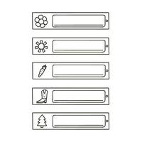 School name tag funny outline sticker set vector