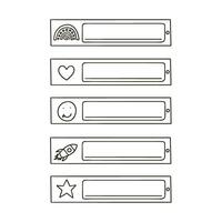 School name tag childish outline sticker set vector