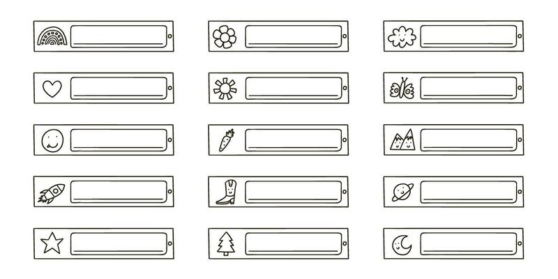 School name tag sticker outline set