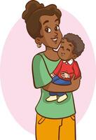 mother standing with baby on her lap vector