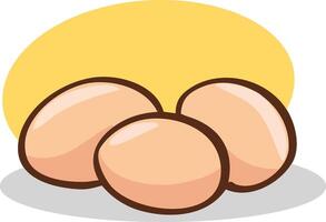 illustration of eggs on a white background with yellow color in the background vector