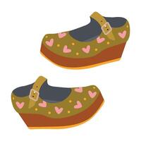 Charming Heart Patterned Retro Shoes Isolated Illustration. The illustration emphasizes the unique design and vibrant color palette, perfect for fashion projects. vector