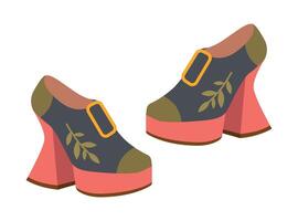 Retro Style Platform Shoes Isolated Illustration. Perfect for fashion related designs and vintage style projects. vector