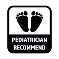 Pediatrician Recommended Badge with Footprint Illustration. Isolated illustration. Ideal for products related to child health and pediatric care advisories. vector
