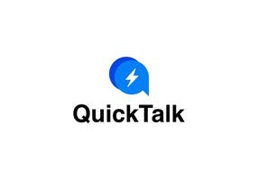 QuickTalk Logo Minimalist Chat App Icon with Lightning Bolt vector