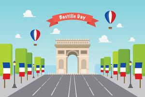 Bastille day celebration at Arc de Triomphe in Paris vector