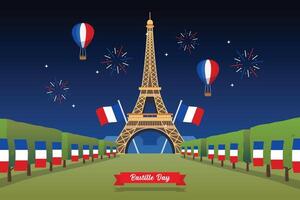 Bastille day celebration at Eiffel tower vector