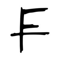 Hand drawn swiss franc currency symbol. Brush stroke doodle. Single element for design currency vector