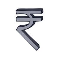 Hand drawn rupee currency symbol. Brush stroke doodle. Single element for design finance vector
