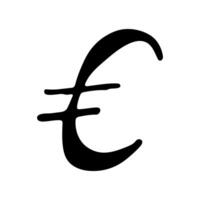 Hand drawn euro currency symbol. Brush stroke doodle. Single element for design currency vector