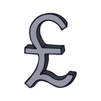 Hand drawn british pound currency symbol. Brush stroke doodle. Single element for design finance vector