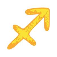 Gold Hand drawn sagittarius zodiac sign Esoteric symbol doodle Astrology clipart Element for design vector