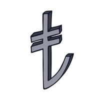 Hand drawn turkish lira currency symbol. Brush stroke doodle. Single element for design finance vector
