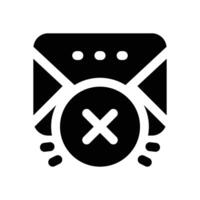 delete email glyph icon. Strong and solid icon for websites and mobile apps. vector