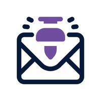 pin email dual tone icon. Sleek and modern icon for websites and mobile apps. vector